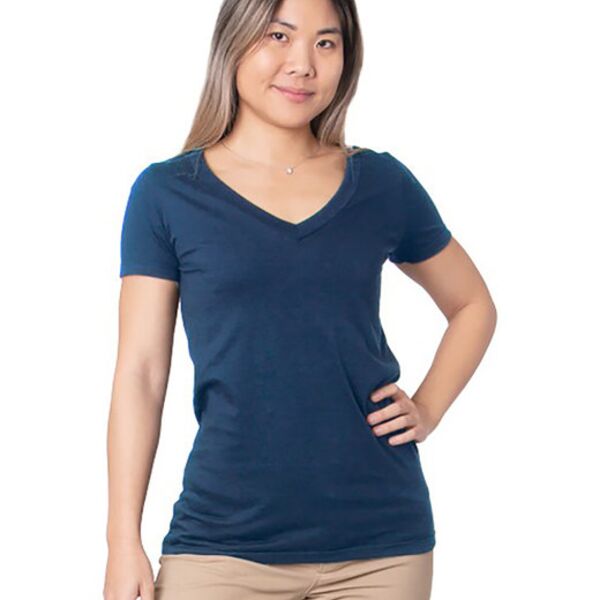 Ladies' USA Made Fine Jersey V-Neck T-Shirt Thumbnail